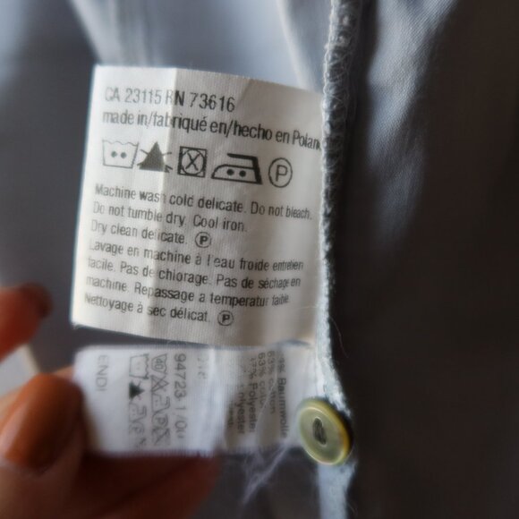 Hugo Boss button front long sleeve light blue blouse size 34 cotton blend womens - Picture 15 of 16